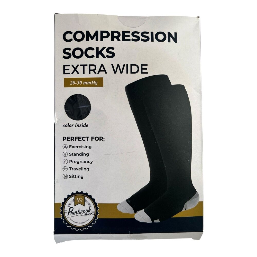 Pembrook Compression Socks Extra Wide 20-30 mm hg Grey XXL